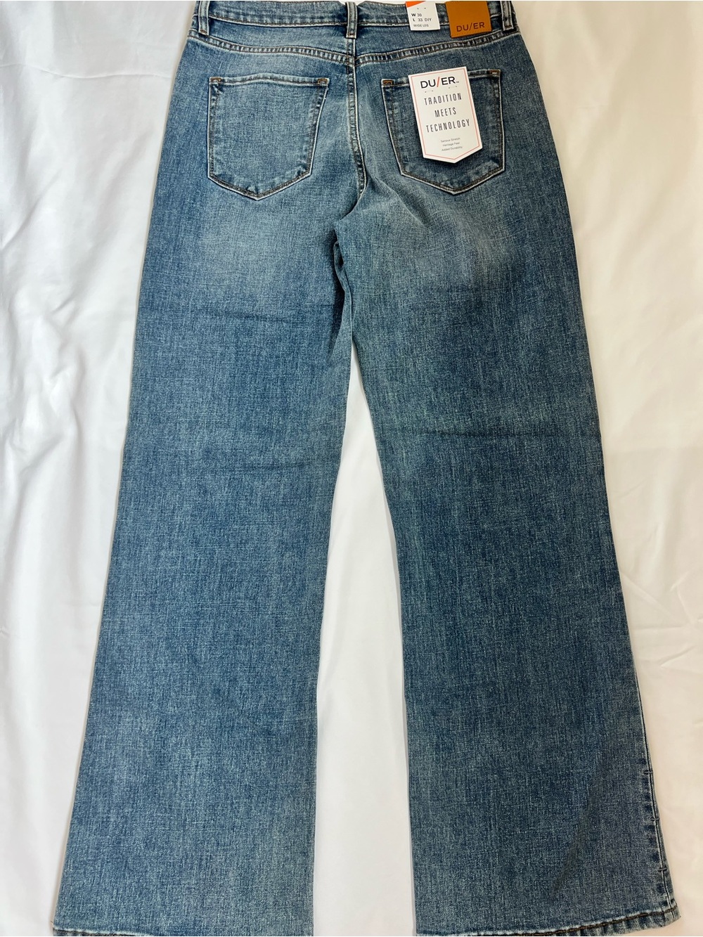 DU/ER Women's Mid Blue Wide-Leg Denim Jeans